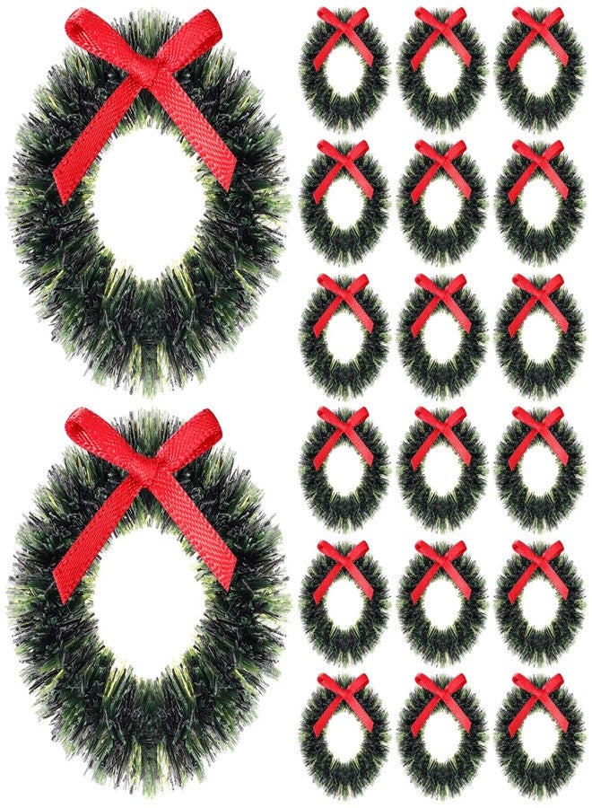 ORFOFE 20pcs Christmas Miniature Wreath Hanging Decorations Artificial Xmas Mini Wreath Farmhouse for Christmas Tree Dollhouse Windows 1.57Inch - Image 1